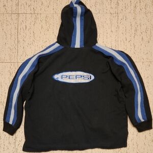 Pepsi Embroidered Classic Logo Pullover Hoodie Sweater Vintage 90's Black & Blue